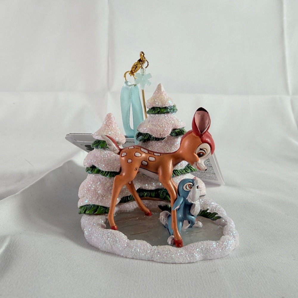 Disney Sketchbook Bambi and Thumper Ice Pond Snowy Trees Christmas Ornament NWT